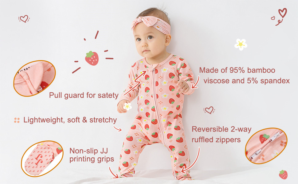 Strawberry Sweetie Footie Zippered One-Piece Onesie